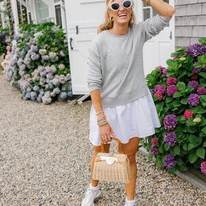 Addison Bay Gray and White Long Sleeve Dress